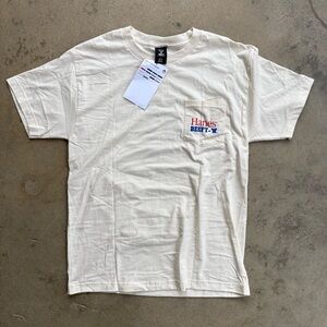 NWT Hanes BEEFY-T Promotional T-Shirt Men's Medium Cream Pocket-T